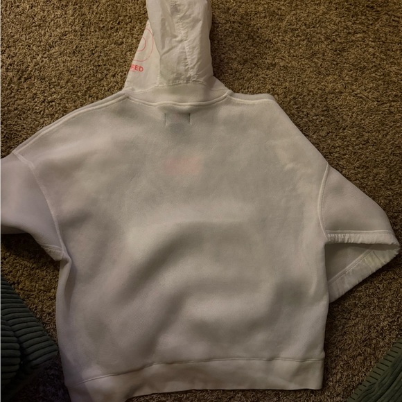 White Hooded Sweatshirt with Red Logo - Picture 3 of 3